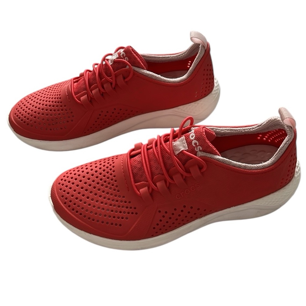 Crocs Literide Pacer Sneaker Shoes 206011 Pink‎ Red Girls Kid J3 Junior 3